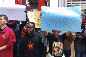 Some activists during a protest against imperialism