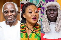 L-R: Tsatsu Tsikata, EC boss Jean Mensa and ex-CJ Kwasi Anin-Yeboah