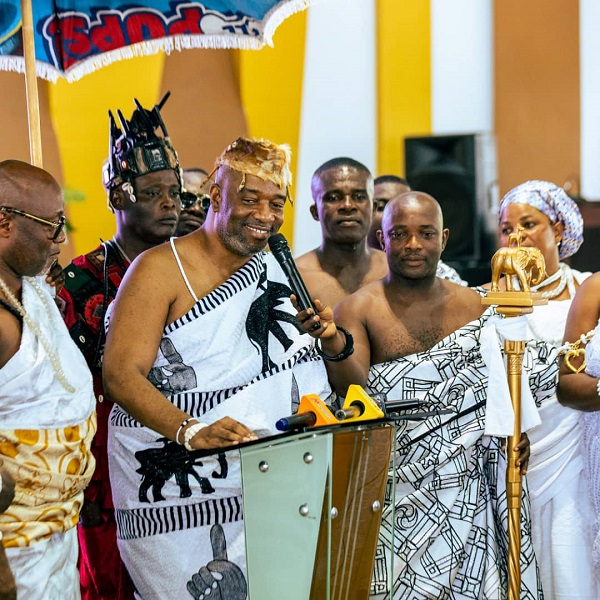 Ga Mantse, King Tackie Teiko Tsuru II (M) speaking at the anniversary celebration