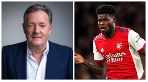 A grid photo of Piers Morgan and Thomas Partey