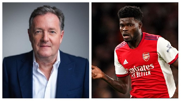 A grid photo of Piers Morgan and Thomas Partey