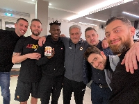 Felix Afena-Gyan with Jose Mourinho and others
