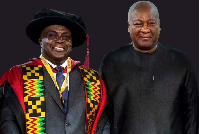 Julius Debrah (L) and President John Dramani Mahama (R)