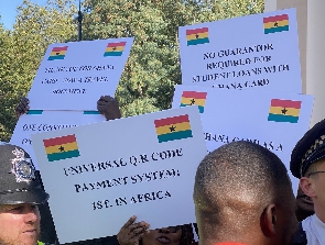 Pro-government protesters outside Ghana High Commission in London