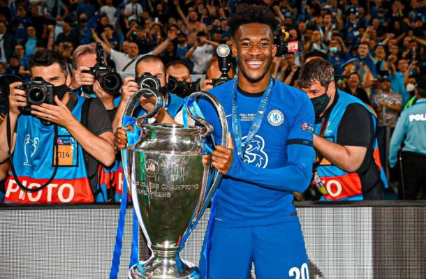 Chelsea winger Callum Hudson-Odoi touches down in Ghana after Champions League triumph