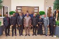 President John Mahama in the centre, and Rev. Stephen Wengam on his left