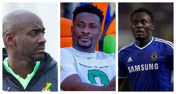 Black Stars coach Otto Addo and legendary footballers Asamoah Gyan and Michael Essien