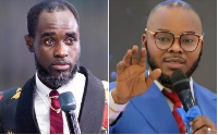 Prophet Ogyaba (L) has taken a swipe at Bishop Obinim (R)