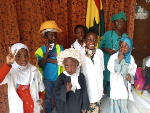 Some pupils of St. Anthony's RC Nii Boi Town in their Career Day outfits | File photo