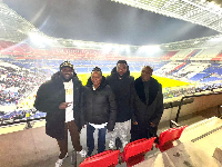 Parents of Ernest Nuamah alongside his brothers at the Parc Olympique Lyonnais