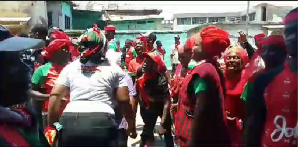 NDC supporters at the police station