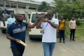 Kennedy Agyapong (in white) during his 'showdown' outburst