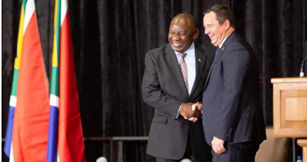 It was all smiles between SA President Ramaphosa and DA leader John Steenhuisen a year ago
