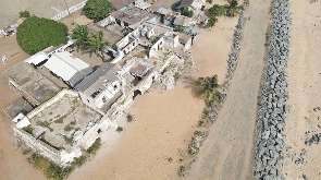 The sea wall provides a buffer for Fort Prinzenstein in Keta, protecting what’s left