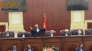 Justice Mariama Owusu (standing) during her ‘last bow’ ceremony on Wednesday