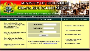 Interface of the Computerized School Placement System