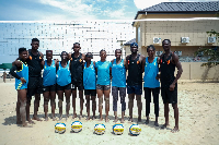 Players of the Ghana National Volleyball team engaging in a training session