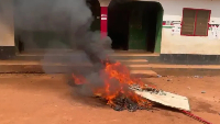 The angry NDC youth set fire in protest against their leaders