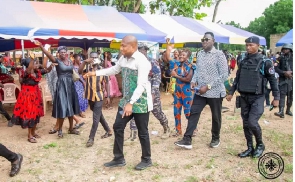 Lawmaker Samuel Okudzeto Ablakwa in his constituency, North Tongu