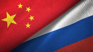 Russia And Chinaa Flags