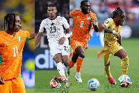 L-R Yan Diomande, Alexander Djiku, Franck Kessie and Fatawu Issahaku