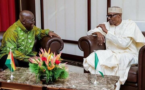 President Akufo-Addo and Nigerian counterpart Muhammadu Buhari | File photo