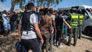 Moroccan officials seen detaining people on Saturday