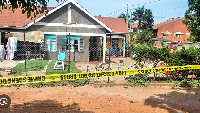 The crime scene after a man killed four children in a machete attack at a school