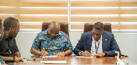 Sylvester Adinam Mensah (L) is CEO of Ghana Export-Import Bank (Ghana Exim Bank)