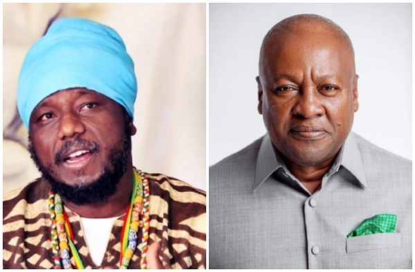 Ghanaian reggae artiste Blakk Rasta (L) and President John Dramani Mahama (R)