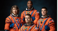 Artemis II Crew:(L) Christina Koch, (B) Victor Glover (pilot), (F) Reid Wiseman (CDR), (R)Jeremy