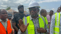 Bono East Regional Minister, Francis Owusu Antwi duing the project inspection tour