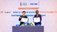 Mr Jack Guo of TECNO and Dr. Patrice Motsepe, President of CAF