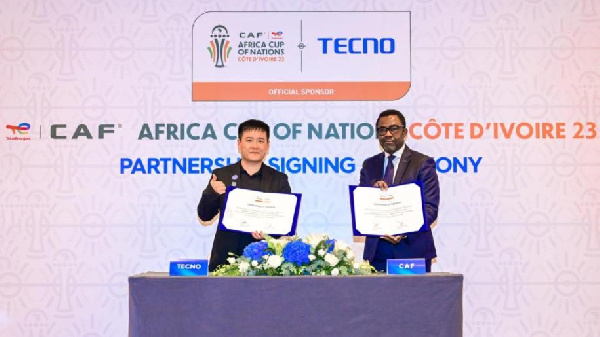 Mr Jack Guo of TECNO and Dr. Patrice Motsepe, President of CAF