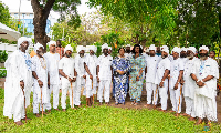 Mrs Rebecca Akufo-Addo in the company of some priests