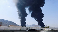 Smoke rising from the Fujairah oil industry zone on March 14, after an Iranian drone was intercepted