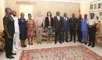 Dr Omene Boamah in a group photograph with the diplomats