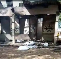 Debris of the burnt dormitory