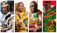 From L to R: Ga Mantse, Okuapehene, Chief of Akwamu Adumasa and Wenchihene