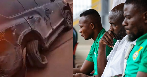 The technical team's car (left) and Black Stars technical team (right)