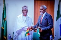 Speaker Alban Bagbin L being congratulated