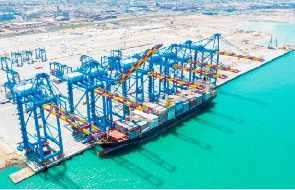 View of the Port of Tema, in Ghana.