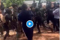 A scene from the chaotic gunfight between the security services at Bawku