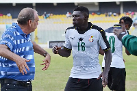 Alfred Duncan with former coach of the Black Stars Avram Grant