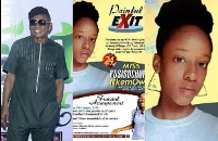 A photo grid of Usuofia and his late daughter's funeral poster