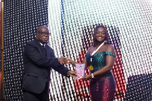 Barbara Addo Ackonor receiving her award