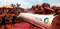 A picture of the tanker that overturned