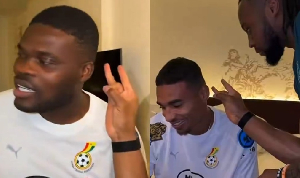 Partey and Semenyo were engaged in the ear flick challenge