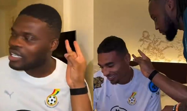 Partey and Semenyo were engaged in the ear flick challenge
