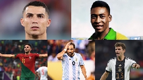 A photo of 5 of the 53 players who have score World Cup hattrick